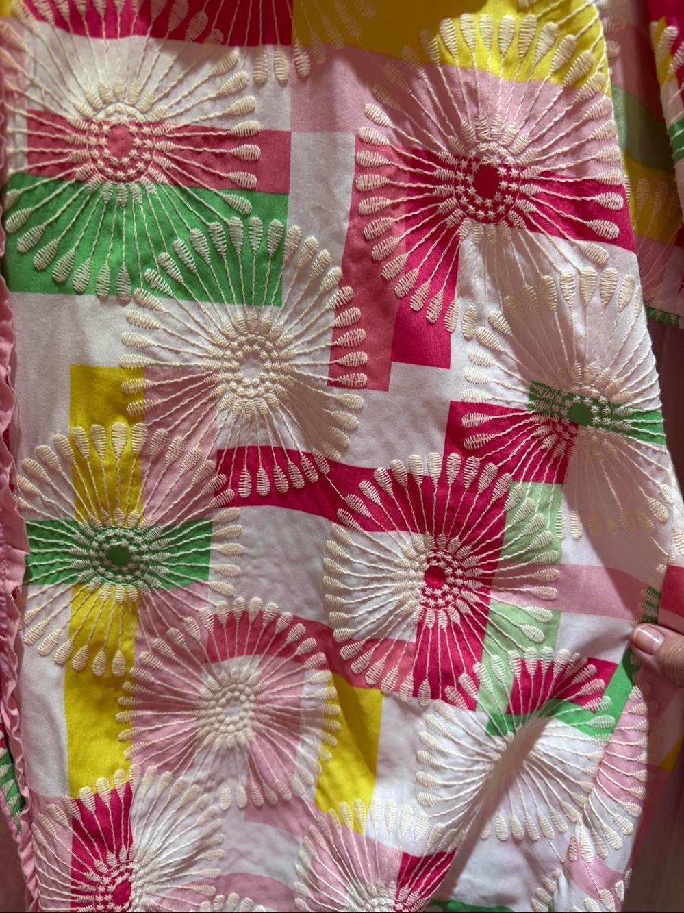 BiBi Floral Colorful Plaid Patchwork Shacket w/ Embroidered Floral-NWT-Sz XL - Picture 6 of 8